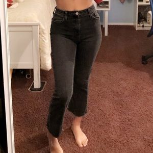 BDG faded black distressed flare high rise jeans